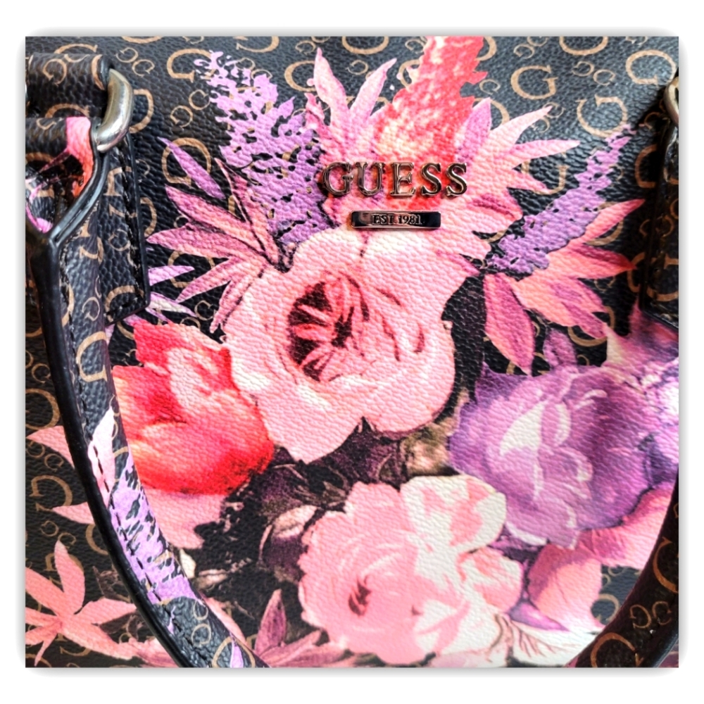 GUESS FLORAL SATCHEL BAG - Picture 2 of 6